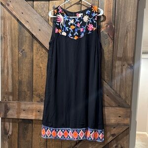 Floral Embroidered Black Dress